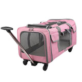 Maxbell Pet Carrier on Wheels with Wheels Rolling Carrier for Kitten Puppy Going Out pink