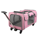 Maxbell Pet Carrier on Wheels with Wheels Rolling Carrier for Kitten Puppy Going Out pink