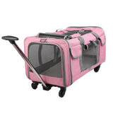 Maxbell Pet Carrier on Wheels with Wheels Rolling Carrier for Kitten Puppy Going Out pink