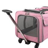 Maxbell Pet Carrier on Wheels with Wheels Rolling Carrier for Kitten Puppy Going Out pink