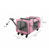 Maxbell Pet Carrier on Wheels with Wheels Rolling Carrier for Kitten Puppy Going Out pink