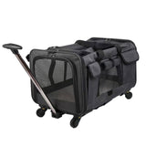 Maxbell Pet Carrier on Wheels with Wheels Rolling Carrier for Kitten Puppy Going Out black