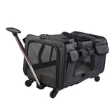 Maxbell Pet Carrier on Wheels with Wheels Rolling Carrier for Kitten Puppy Going Out black