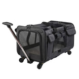Maxbell Pet Carrier on Wheels with Wheels Rolling Carrier for Kitten Puppy Going Out black