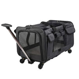 Maxbell Pet Carrier on Wheels with Wheels Rolling Carrier for Kitten Puppy Going Out black