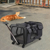 Maxbell Pet Carrier on Wheels with Wheels Rolling Carrier for Kitten Puppy Going Out black