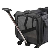 Maxbell Pet Carrier on Wheels with Wheels Rolling Carrier for Kitten Puppy Going Out black