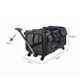 Maxbell Pet Carrier on Wheels with Wheels Rolling Carrier for Kitten Puppy Going Out black