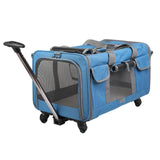 Maxbell Pet Carrier on Wheels with Wheels Rolling Carrier for Kitten Puppy Going Out blue