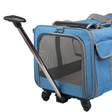 Maxbell Pet Carrier on Wheels with Wheels Rolling Carrier for Kitten Puppy Going Out blue