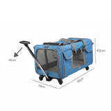 Maxbell Pet Carrier on Wheels with Wheels Rolling Carrier for Kitten Puppy Going Out blue