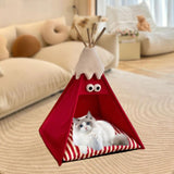 Maxbell Pet Teepee Washable with Thick Cushion Tipi Bed for Kitty Small Animal