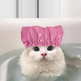 Maxbell Cat Dog Bathing Cap Pets Grooming Supplies Reusable Adjustable Pet Shower Cap Rose Red S