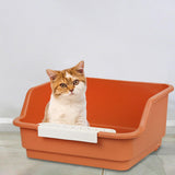 Maxbell Open Top Pet Litter Box Kitten Toilet Smooth Durable Pet Cat Toilet Sand Box orange