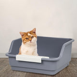 Maxbell Open Top Pet Litter Box Kitten Toilet Smooth Durable Pet Cat Toilet Sand Box gray