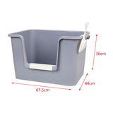 Maxbell Open Litter Box Pet Supplies Portable Bedpan Smooth High Sided Lowered Front gray