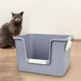 Maxbell Open Litter Box Pet Supplies Portable Bedpan Smooth High Sided Lowered Front gray
