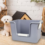 Maxbell Open Litter Box Pet Supplies Portable Bedpan Smooth High Sided Lowered Front gray