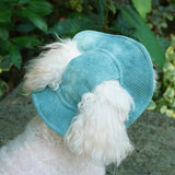 Maxbell Pet Hat Corduroy Breathable with Ear Holes Dog Hat for Outdoor Travel Summer XS Grreen