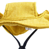 Maxbell Pet Hat Corduroy Breathable with Ear Holes Dog Hat for Outdoor Travel Summer S Yellow