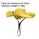 Maxbell Pet Hat Corduroy Breathable with Ear Holes Dog Hat for Outdoor Travel Summer S Yellow