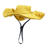 Maxbell Pet Hat Corduroy Breathable with Ear Holes Dog Hat for Outdoor Travel Summer S Yellow