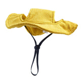 Maxbell Pet Hat Corduroy Breathable with Ear Holes Dog Hat for Outdoor Travel Summer S Yellow