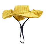 Maxbell Pet Hat Corduroy Breathable with Ear Holes Dog Hat for Outdoor Travel Summer S Yellow