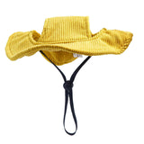 Maxbell Pet Hat Corduroy Breathable with Ear Holes Dog Hat for Outdoor Travel Summer S Yellow