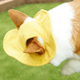 Maxbell Pet Hat Corduroy Breathable with Ear Holes Dog Hat for Outdoor Travel Summer S Yellow