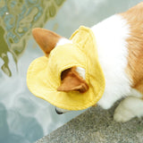 Maxbell Pet Hat Corduroy Breathable with Ear Holes Dog Hat for Outdoor Travel Summer S Yellow