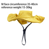 Maxbell Pet Hat Corduroy Breathable with Ear Holes Dog Hat for Outdoor Travel Summer M Yellow