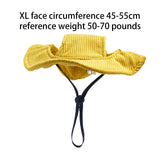 Maxbell Pet Hat Corduroy Breathable with Ear Holes Dog Hat for Outdoor Travel Summer XL Yellow