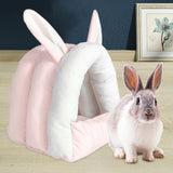 Maxbell Rabbit Bed House Cozy Nest Guinea Pig Cave Beds for Bunny Hamster Chinchilla pink