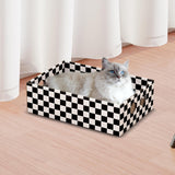 Maxbell Cardboard Cat Scratcher Box Scratching Board for Small Medium Cat Kitten Black and White