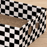 Maxbell Cardboard Cat Scratcher Box Scratching Board for Small Medium Cat Kitten Black and White
