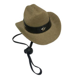 Maxbell Dog Cowboy Hat Festival Pet Dog Cat Hat Pet Dog Cowboy Hat Adjusatable Khaki