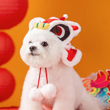 Maxbell 2024 New Year Pet Hat Puppy Photo Props Festive Cute Dance Lion Dog Headwear M