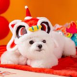 Maxbell 2024 New Year Pet Hat Puppy Photo Props Festive Cute Dance Lion Dog Headwear M