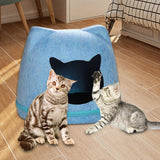 Maxbell Pet Cat Cushion Bed Removable Portable Cave Bed Cat Beds for Indoor Cats Blue