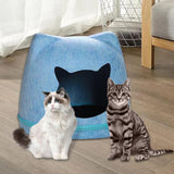 Maxbell Pet Cat Cushion Bed Removable Portable Cave Bed Cat Beds for Indoor Cats Blue