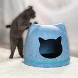 Maxbell Pet Cat Cushion Bed Removable Portable Cave Bed Cat Beds for Indoor Cats Blue