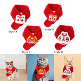 Maxbell Pet New Year Scarf Washable Dog Knitted Scarf for Kitten Puppy New Year Gift Style A