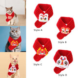 Maxbell Pet New Year Scarf Washable Dog Knitted Scarf for Kitten Puppy New Year Gift Style A