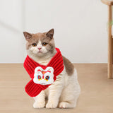 Maxbell Pet New Year Scarf Washable Dog Knitted Scarf for Kitten Puppy New Year Gift Style A