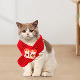 Maxbell Pet New Year Scarf Washable Dog Knitted Scarf for Kitten Puppy New Year Gift Style B
