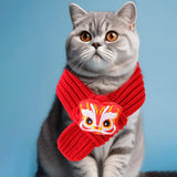 Maxbell Pet New Year Scarf Washable Dog Knitted Scarf for Kitten Puppy New Year Gift Style B