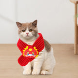 Maxbell Pet New Year Scarf Washable Dog Knitted Scarf for Kitten Puppy New Year Gift Style C