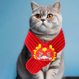 Maxbell Pet New Year Scarf Washable Dog Knitted Scarf for Kitten Puppy New Year Gift Style C
