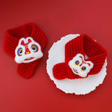 Maxbell Pet New Year Scarf Washable Dog Knitted Scarf for Kitten Puppy New Year Gift Style D